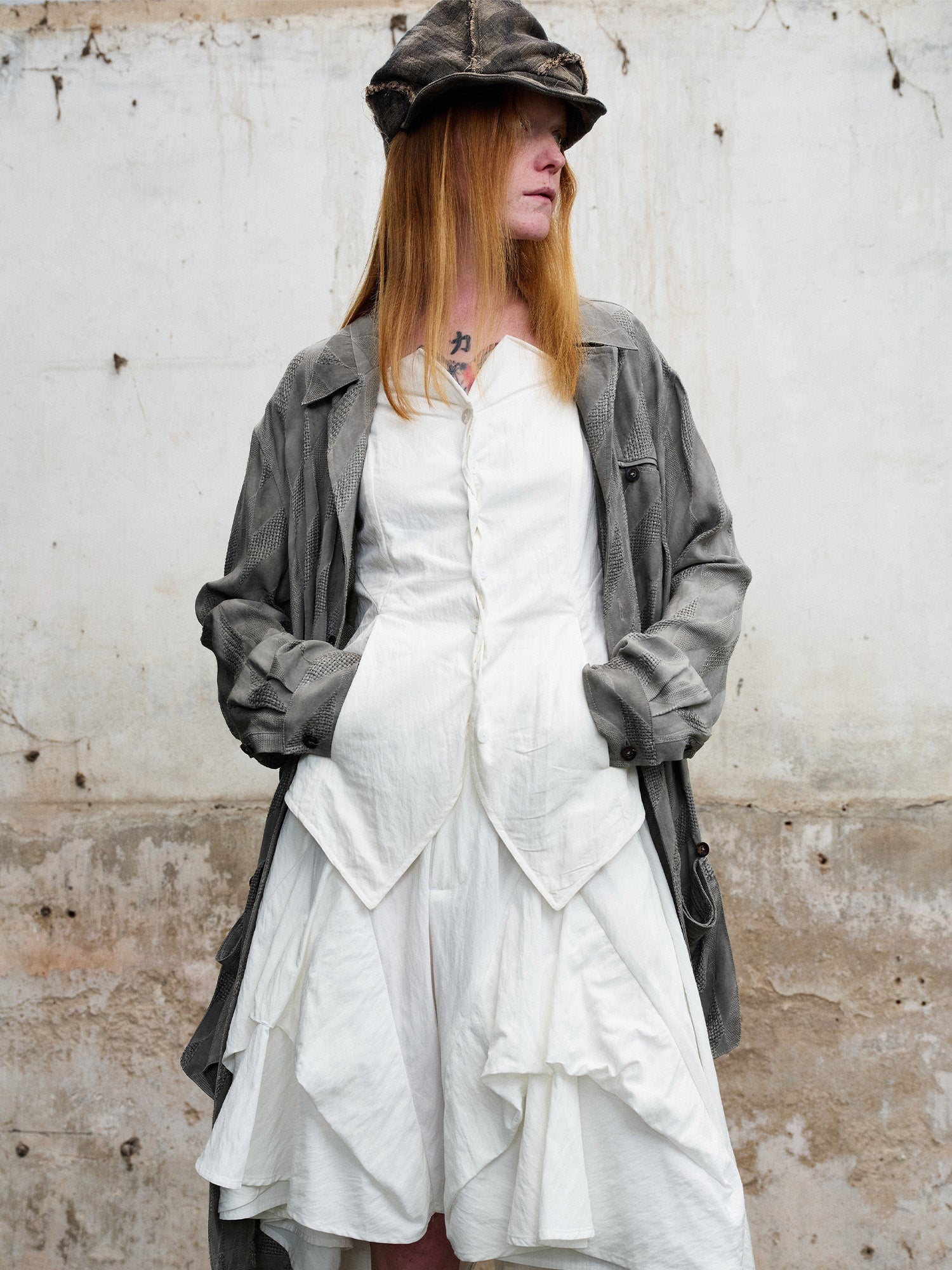 ILNya Nieternite Nifutur Layered Asymmetrical Skort White