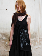 ILNya Nieternite Nifutur Deconstructed Graphic Knit Tank Top Black