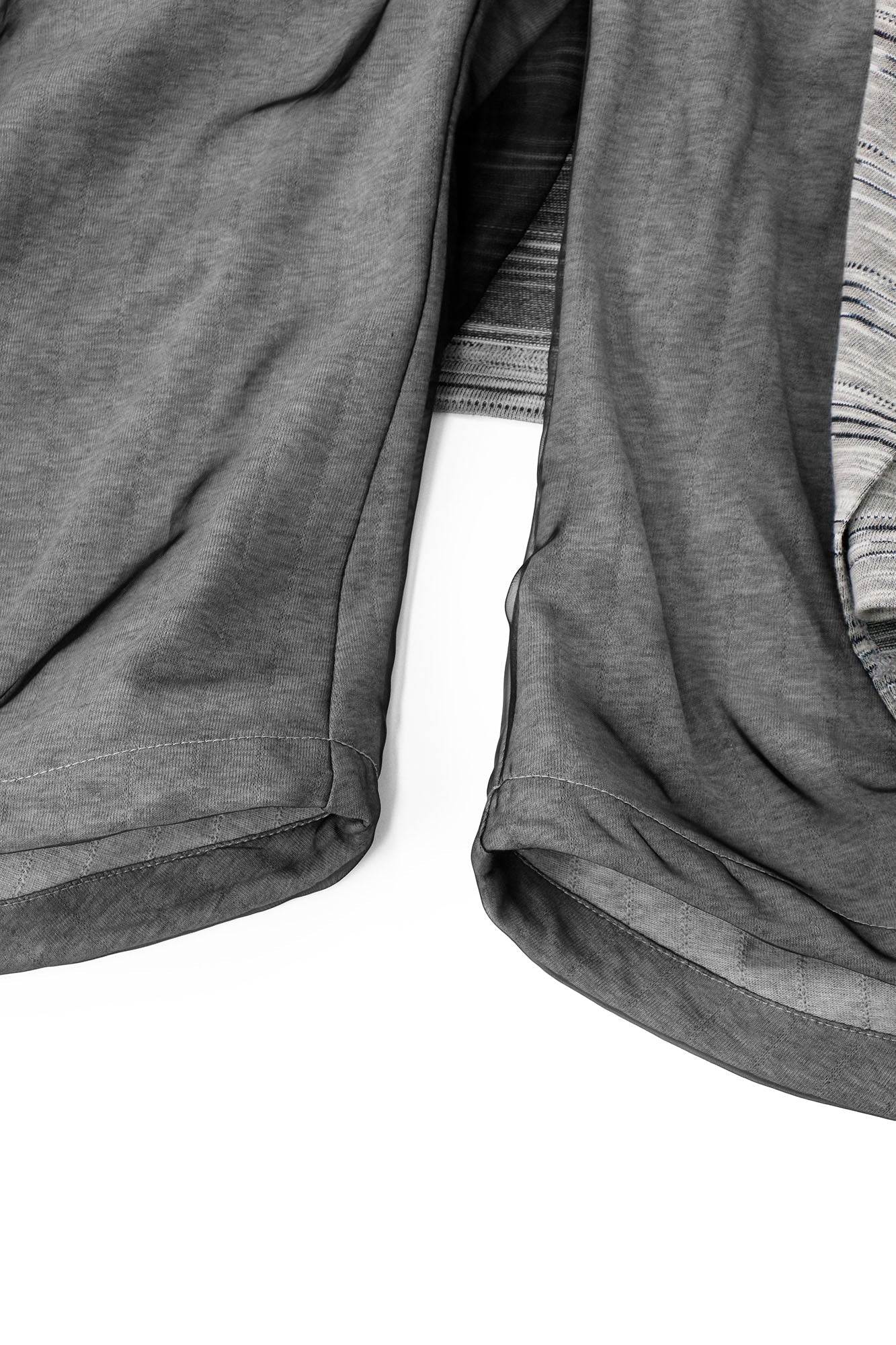 RELABEL Detachable Striped Drape Ruched Oversized Shorts Gray