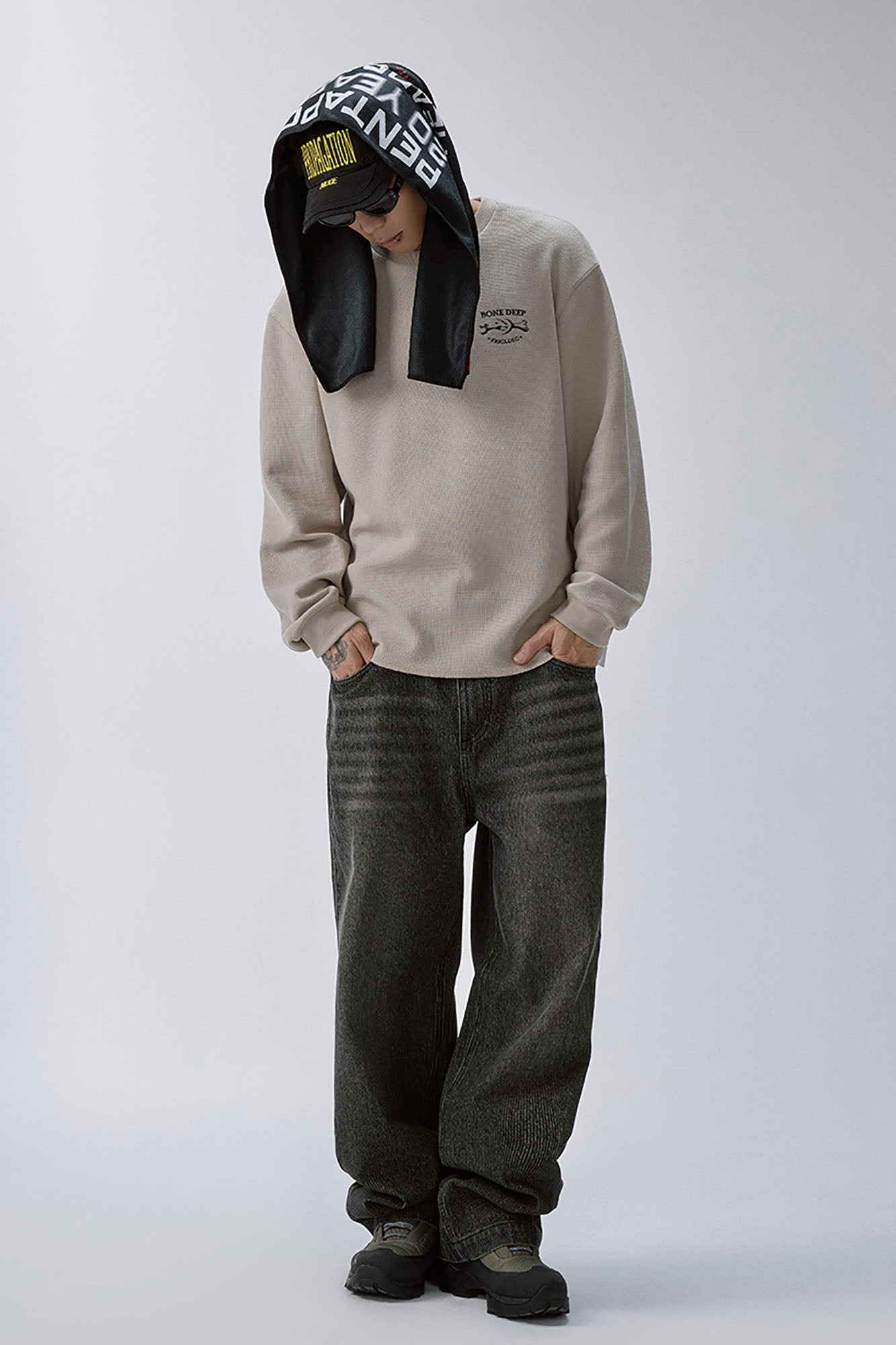 F2CE Retro Corduroy Logo Embroidery Straight-Leg Jeans