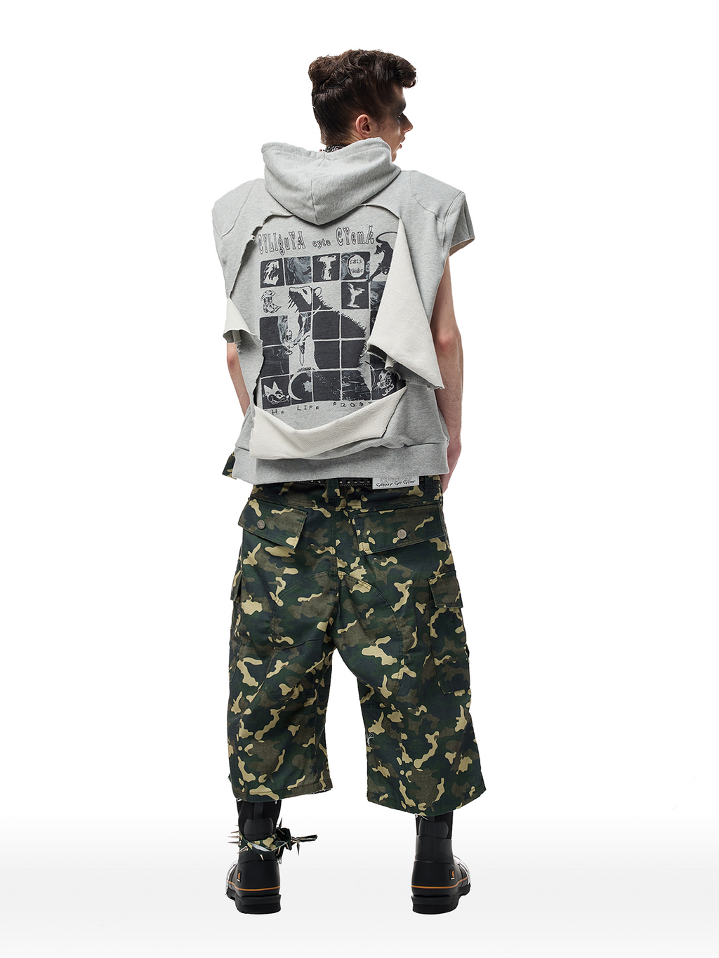CYCYCY Camo Wide-Leg Cargo Shorts