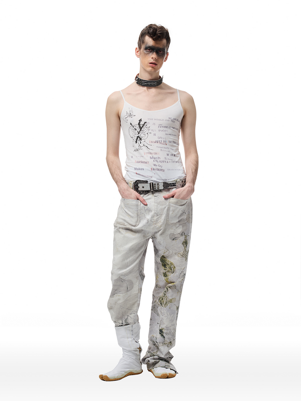 CYCYCY Floral Lace Full-Print Flared Jeans