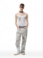CYCYCY Floral Lace Full-Print Flared Jeans