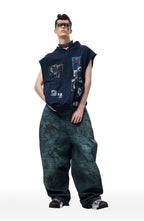CYCYCY Dirty Wash Graffiti Baggy Jeans