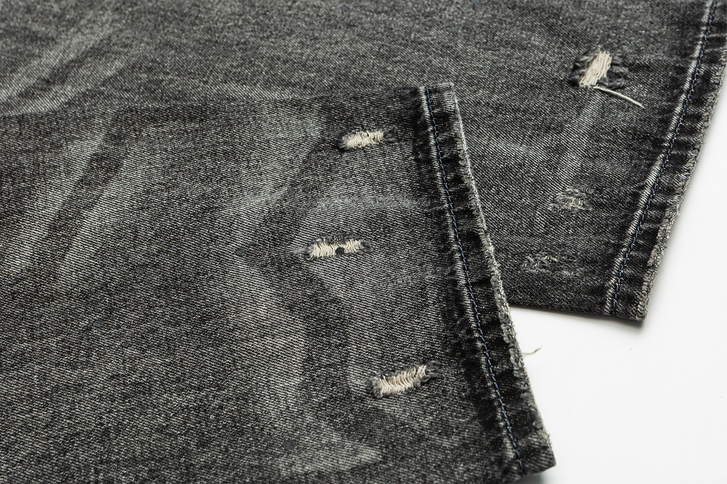 ME DA IGUAL Washed Destroyed Patch Straight-Leg Jeans