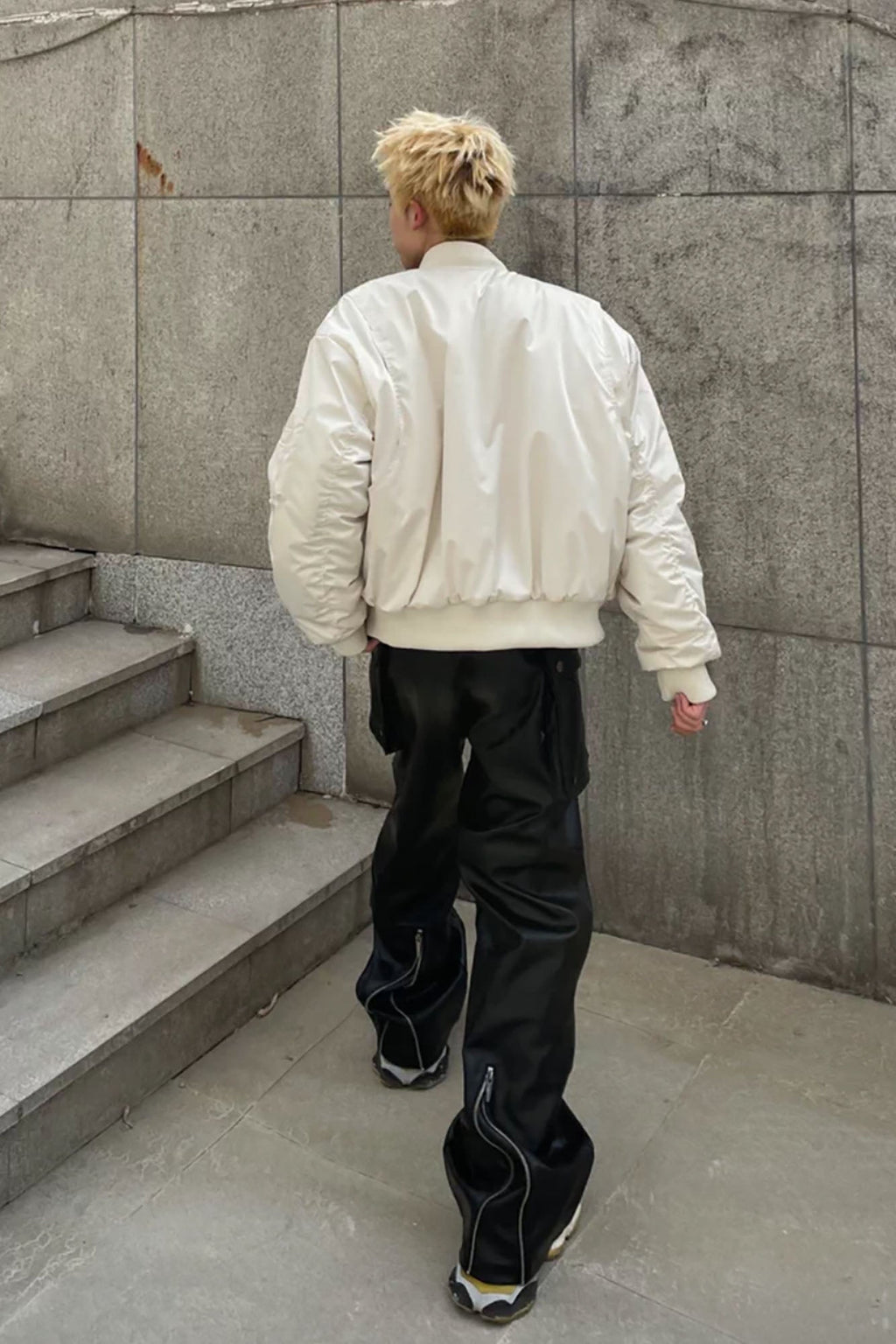 FORFEARTHAT Glossy Panel Zip Hem PU Cargo Pants