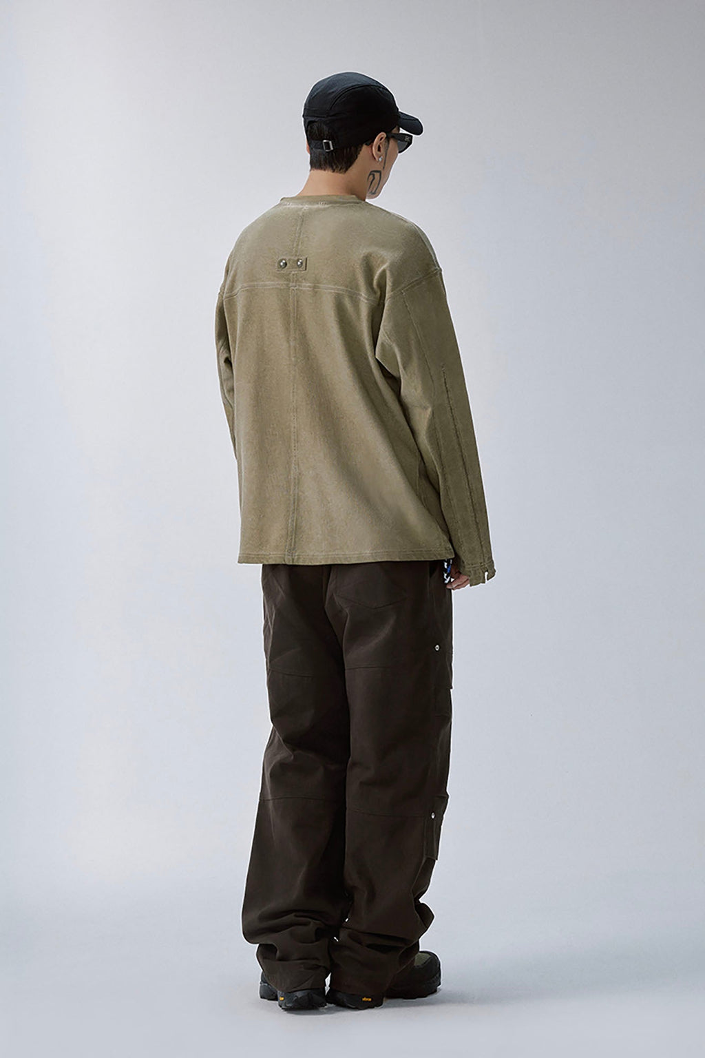 F2CE Distressed Panel-Stitched Long-Sleeve Tee