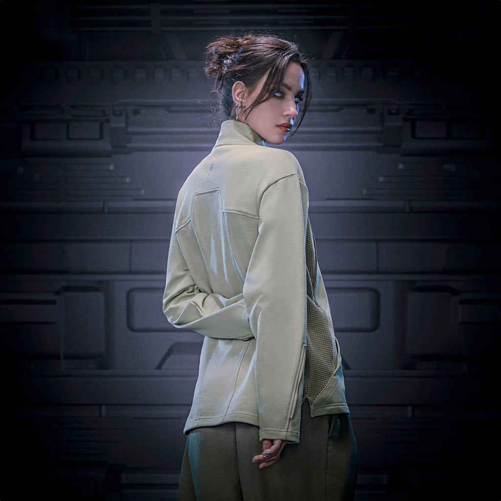 XIPHEVIL Mesh Paneled Tactical Turtleneck Sweatshirt Green
