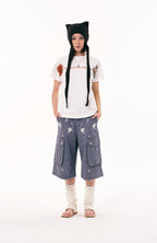 PASET Unicorn Embroidered Cargo Shorts