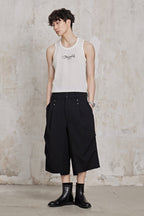 FACEONLAB Retro Pleated Raw-Edge Shorts