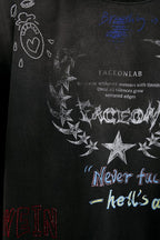 FACEONLAB Punk Graffiti Diamond Distressed T-Shirt
