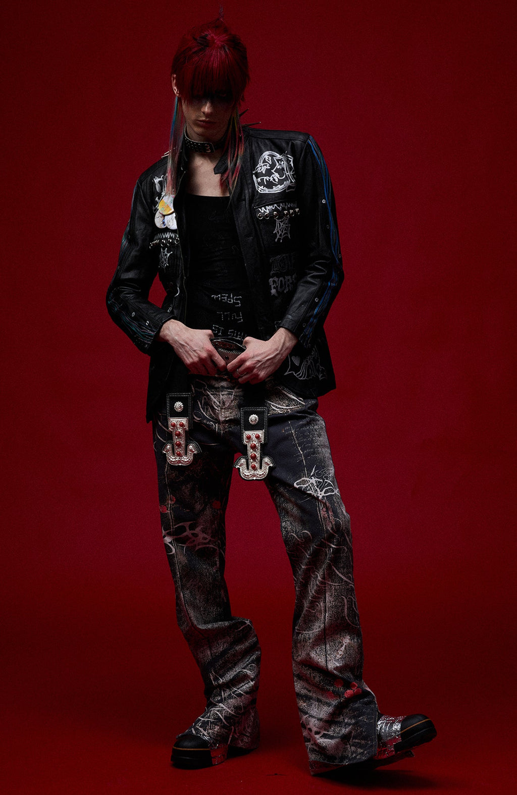 CYCYCY Full-Print Script Flared Jeans