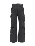 CATSSTAC Washed Multi-Pocket Utility Straight-Leg Jeans