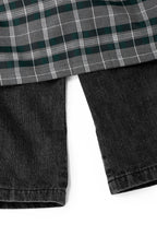 RELABEL Detachable Plaid Drape Oversized Denim Shorts