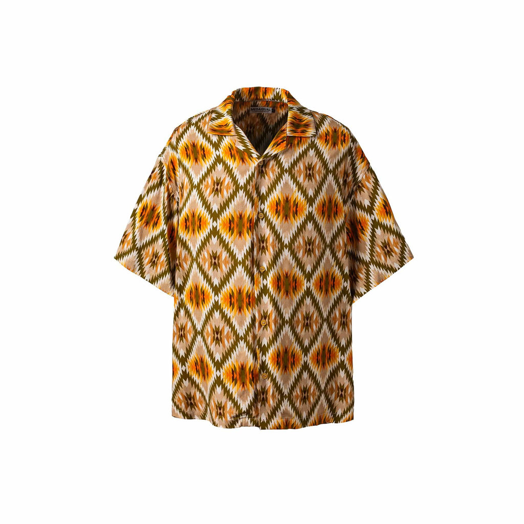 ME DA IGUAL Geometric Full-Print Button-Up Half Shirt