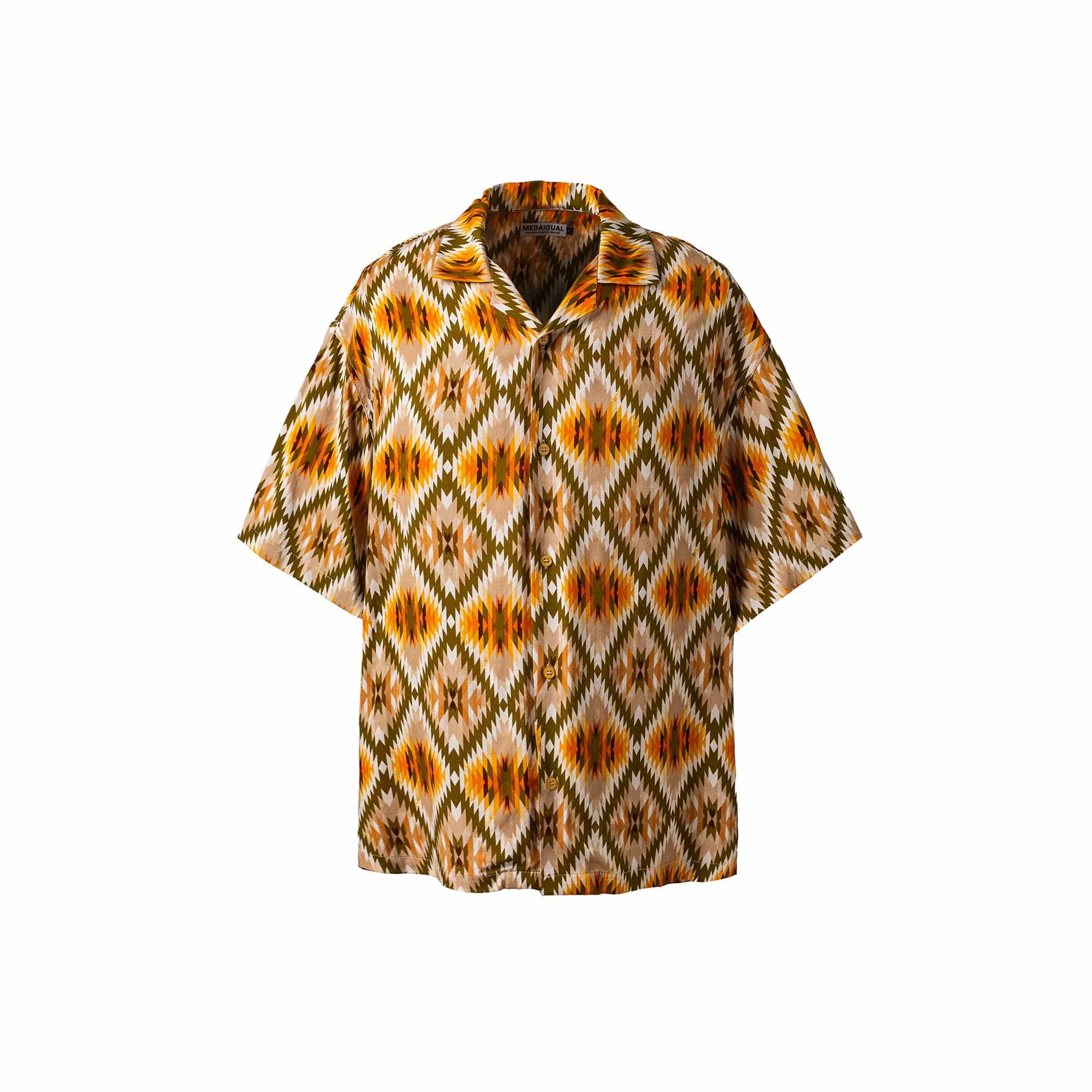 ME DA IGUAL Geometric Full-Print Button-Up Half Shirt