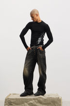 DND4DES Washed Button-Up Balloon-Leg Jeans