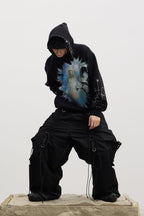 DND4DES Drawstring Ruched Coated Cargo Jeans