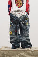 DND4DES Trompe-l'œil Double-Waist Baggy Jeans