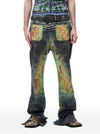 CYCYCY Iridescent Croc Full-Print Slim Flared Jeans