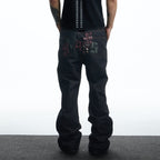 DND4DES Gothic Camo Patchwork Raw Denim Pants