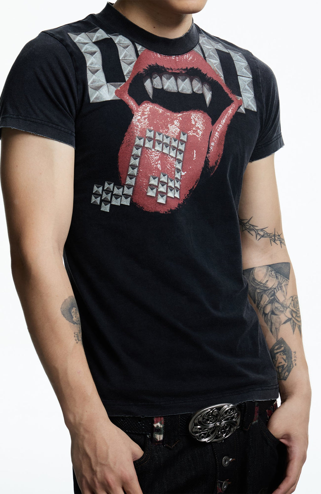 DND4DES Punk Stud Lips Print T-Shirt