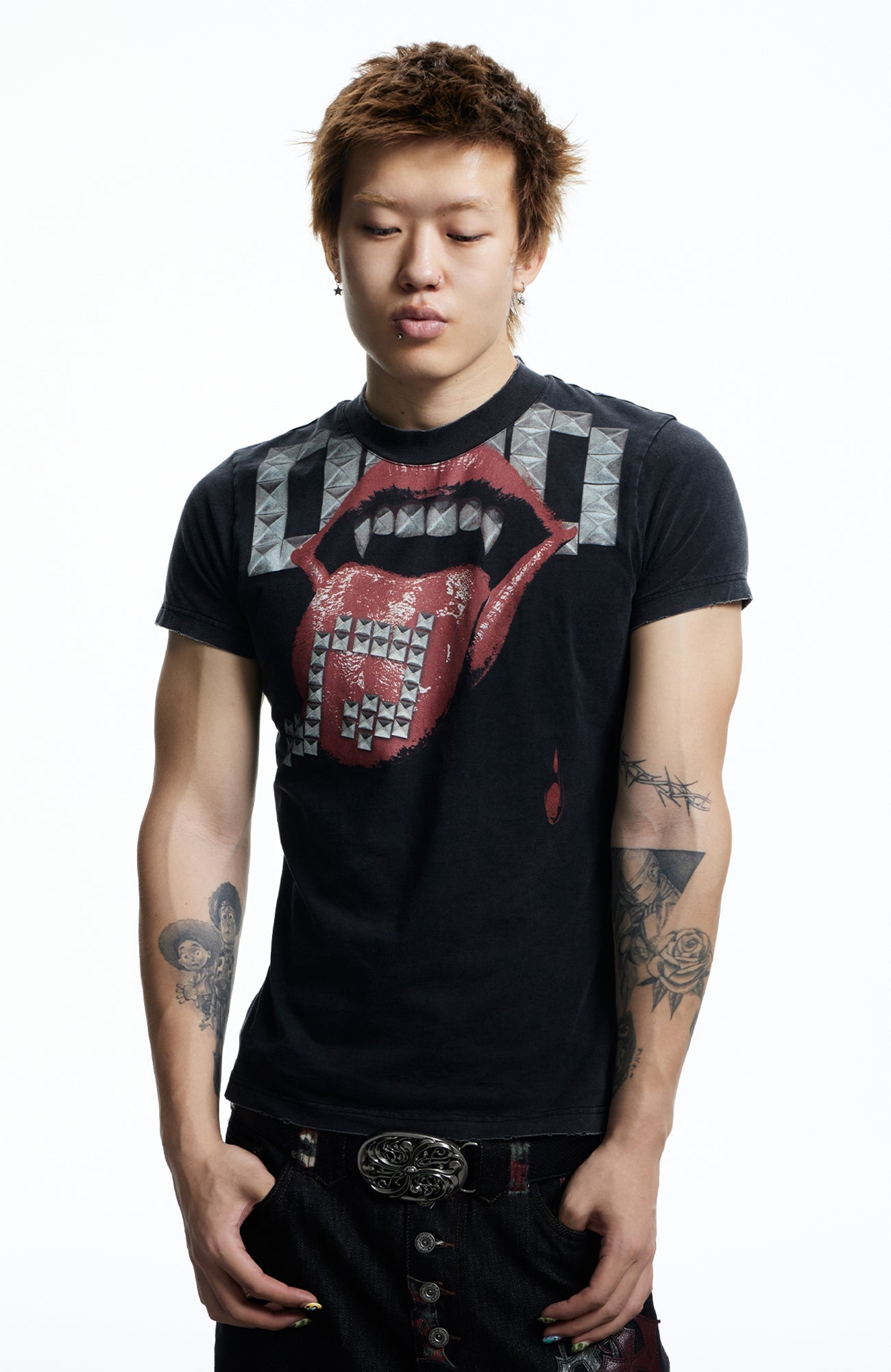 DND4DES Punk Stud Lips Print T-Shirt