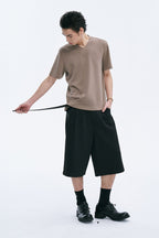 CATSSTAC Pleated Belted Wide-Leg Shorts