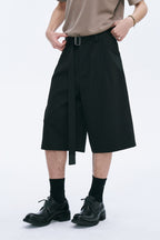CATSSTAC Pleated Belted Wide-Leg Shorts