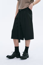 CATSSTAC Pleated Belted Wide-Leg Shorts