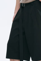 CATSSTAC Pleated Belted Wide-Leg Shorts