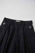 OPICLOTH Herringbone Pleated Wool-Blend Trousers