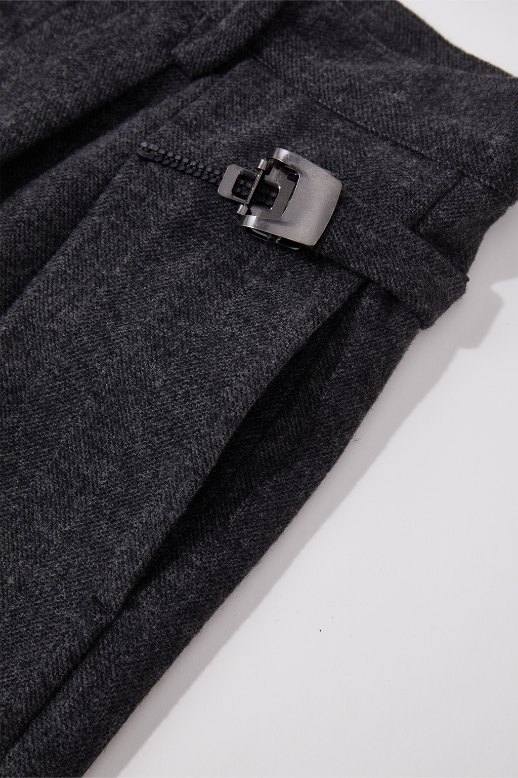 OPICLOTH Herringbone Pleated Wool-Blend Trousers