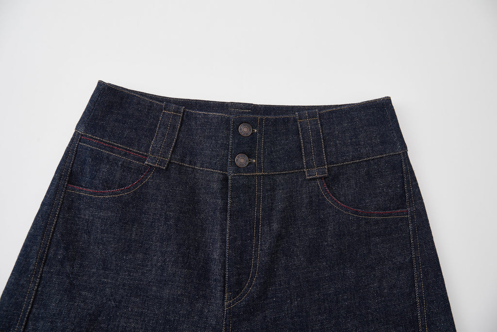 OPICLOTH Essential Stitched Cropped Raw Jeans