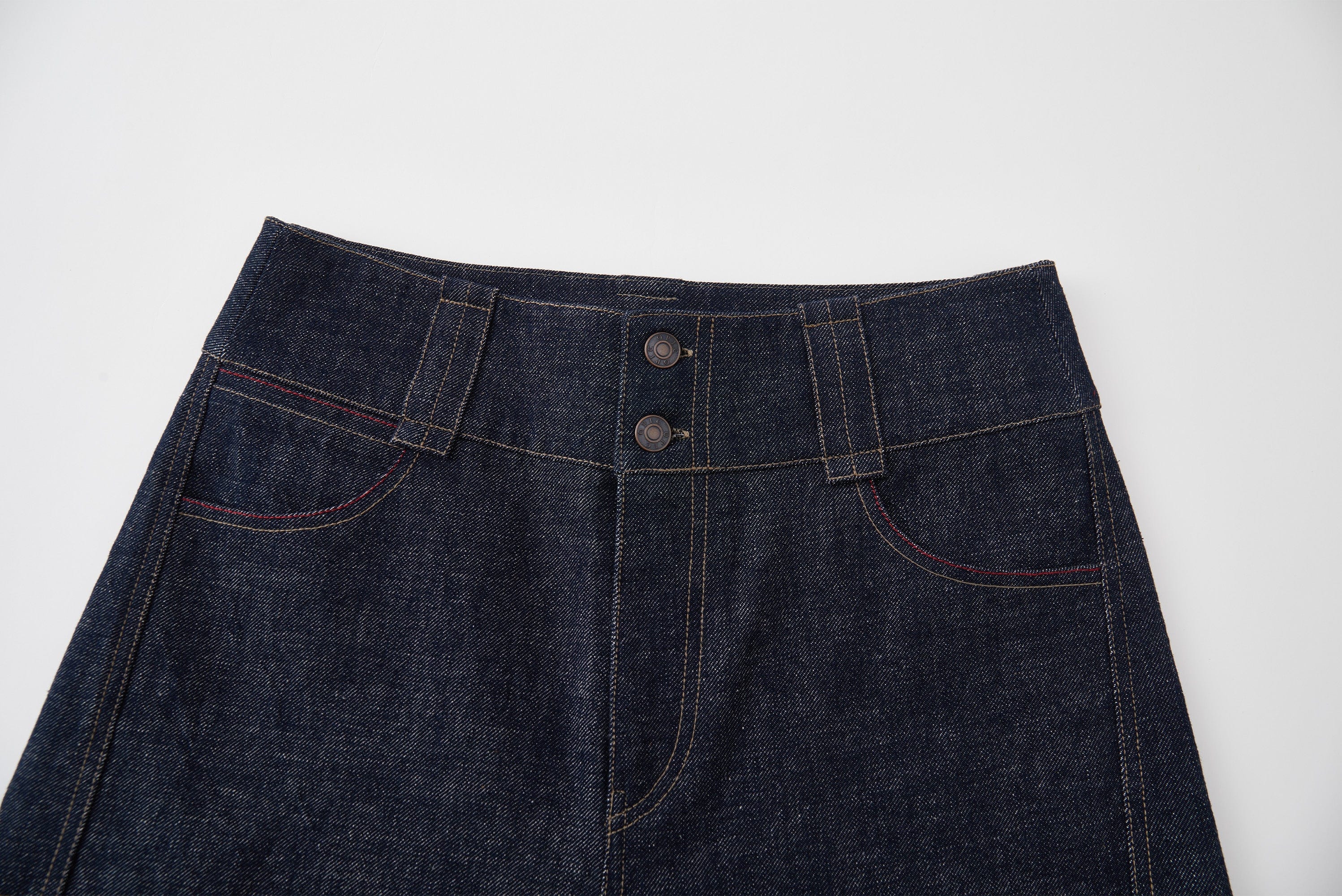 OPICLOTH Essential Stitched Cropped Raw Jeans