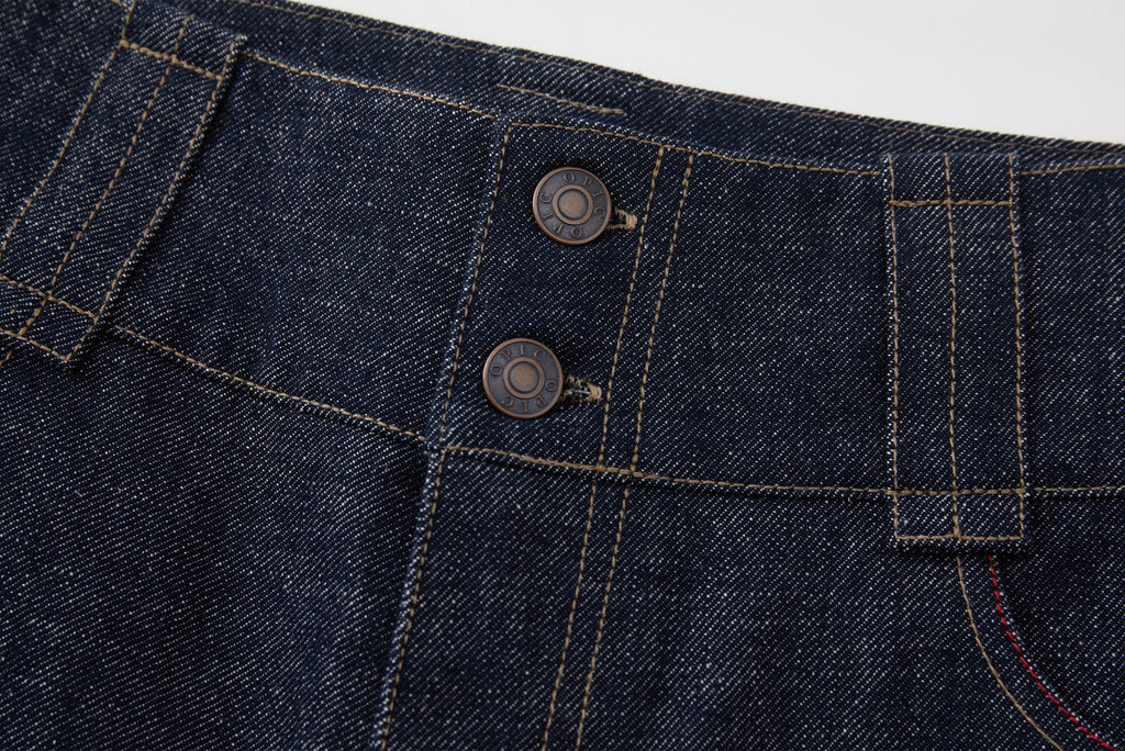OPICLOTH Essential Stitched Cropped Raw Jeans