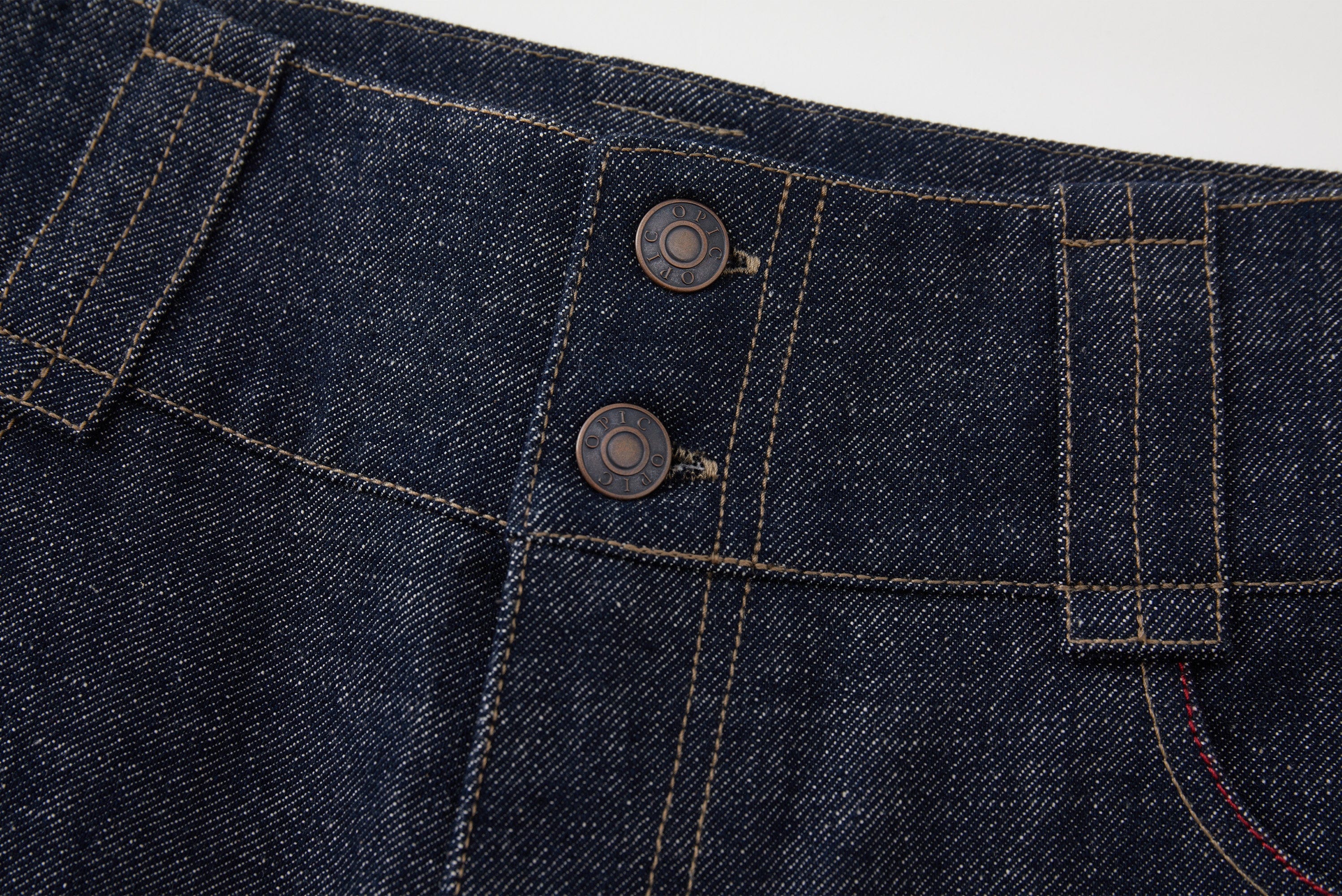 OPICLOTH Essential Stitched Cropped Raw Jeans