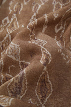 OPICLOTH Retro Woodgrain Full-Print Ruffle Half Shirt