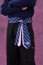 CLP Tie-Belt Multi-Pockets Stitched Pants