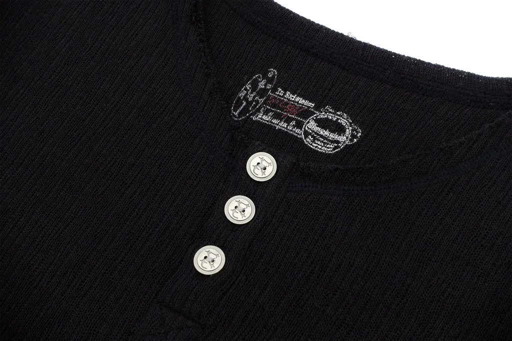 IN EXISTENCE Raw Hem Henley Long-Sleeve Tee