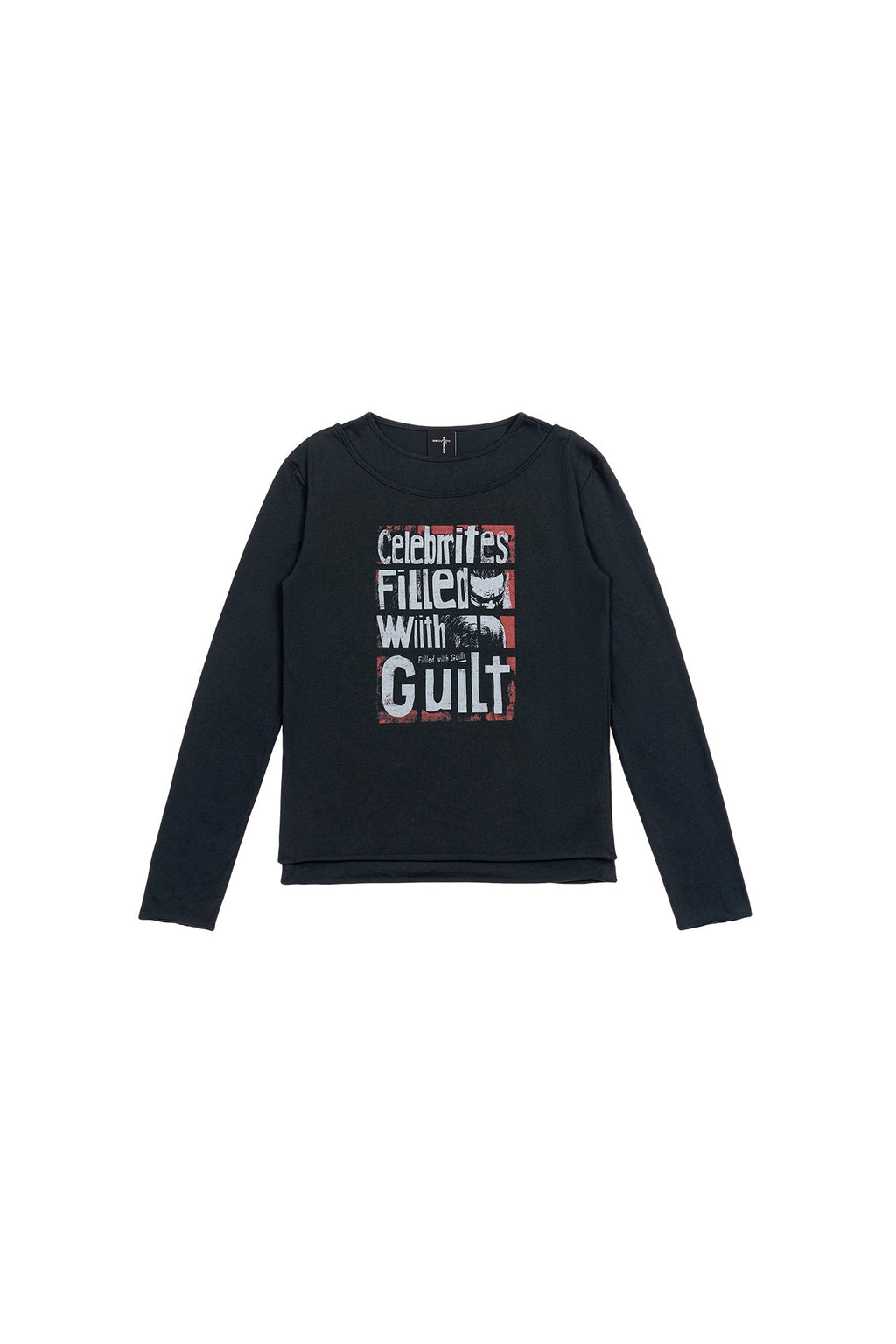 SAVAGEGROWTHWORLD Graphic Double-Layer Neckline Long-Sleeve Tee