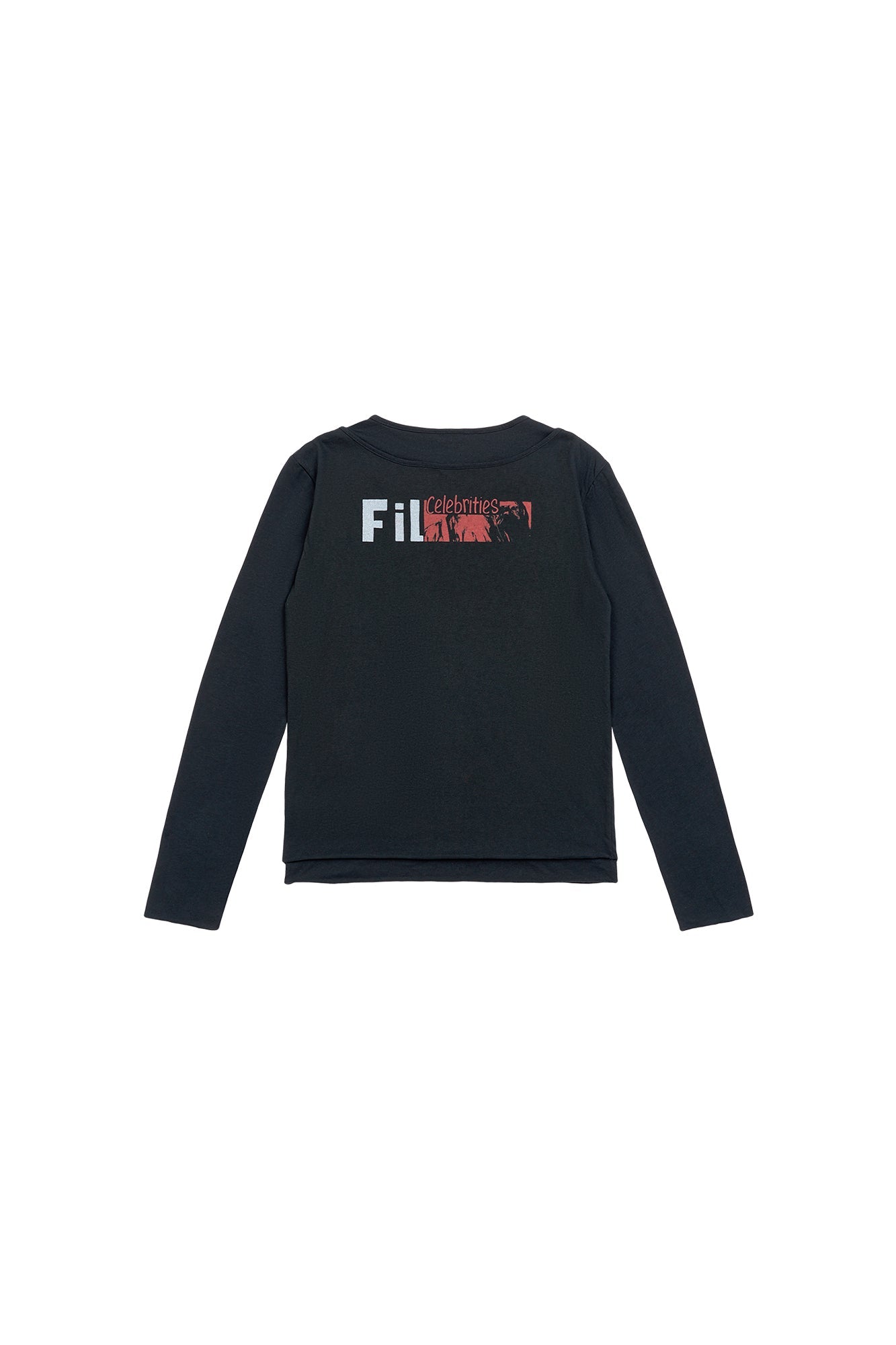 SAVAGEGROWTHWORLD Graphic Double-Layer Neckline Long-Sleeve Tee