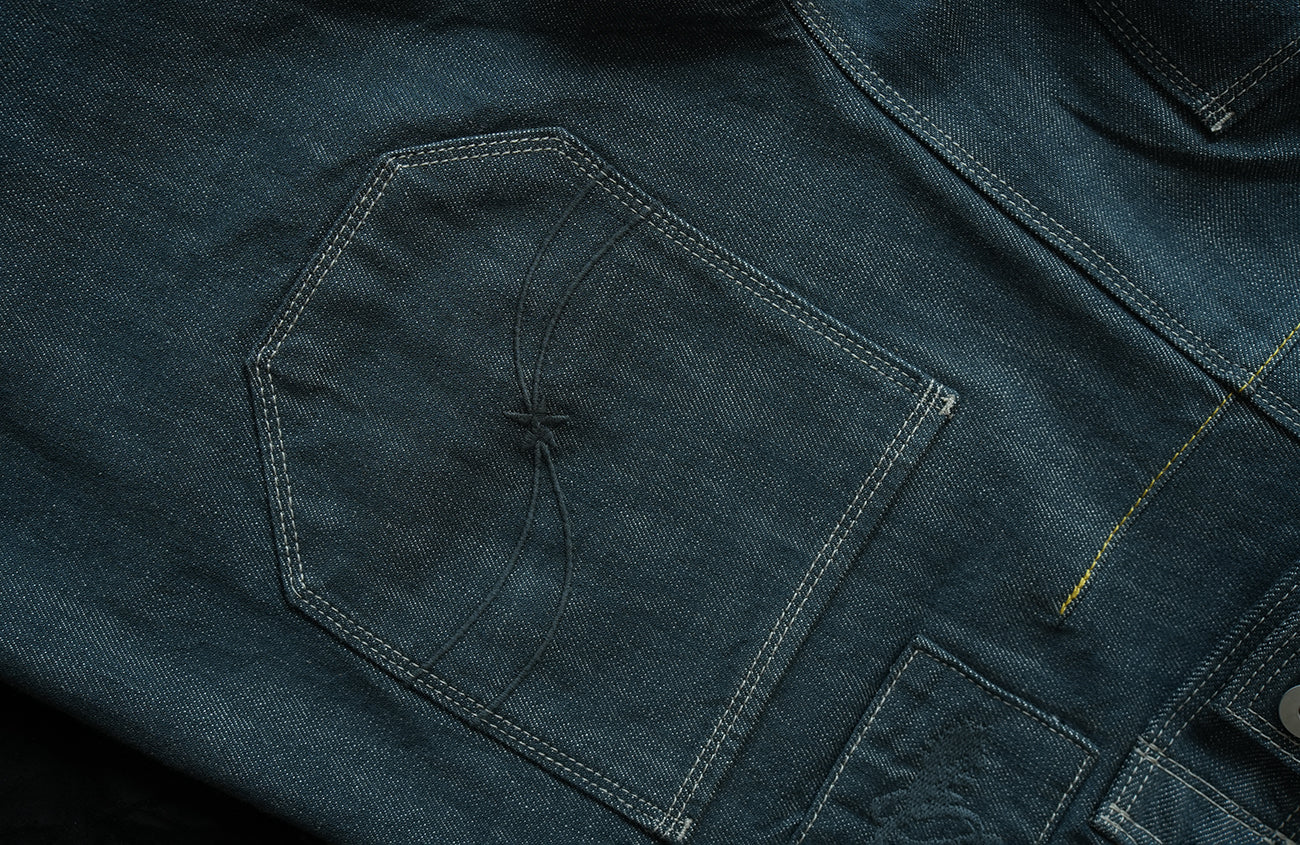 NEIGBORL Back-Buckle Washed Raw Denim Pants