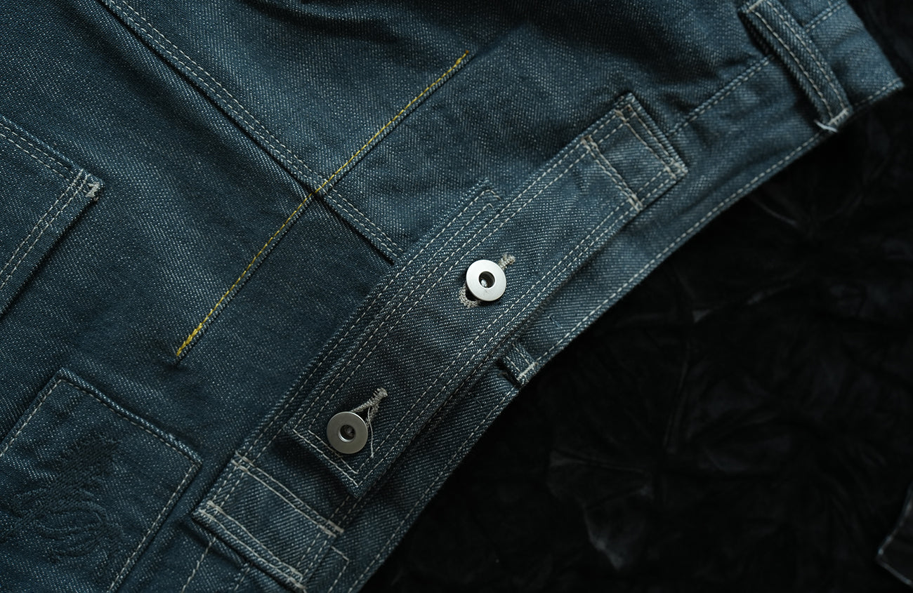 NEIGBORL Back-Buckle Washed Raw Denim Pants