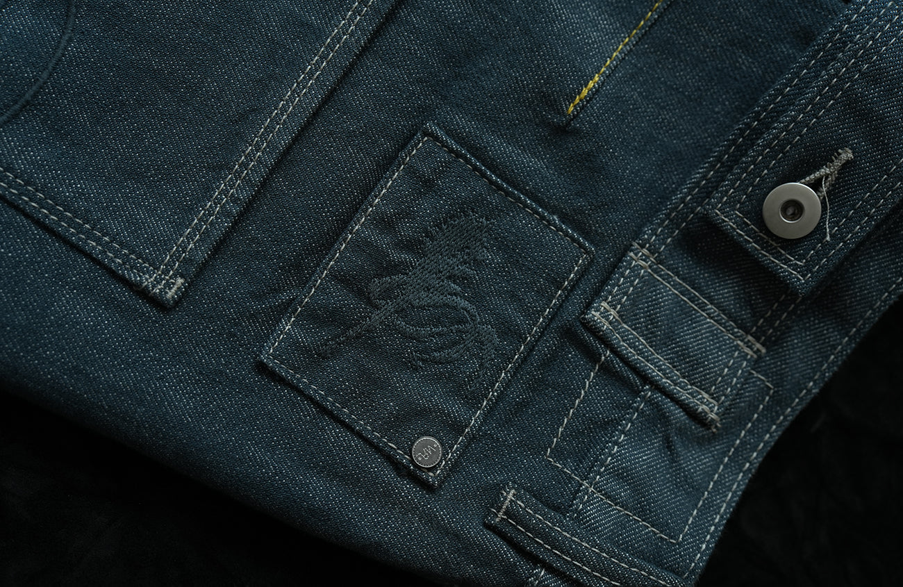 NEIGBORL Back-Buckle Washed Raw Denim Pants