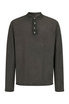 SAVAGEGROWTHWORLD Distressed Cross-Stitched Henley Shirt