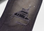 SAVAGEGROWTHWORLD Distressed Double-Knee Splatter Jeans