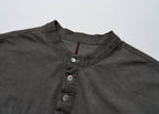 SAVAGEGROWTHWORLD Distressed Cross-Stitched Henley Shirt