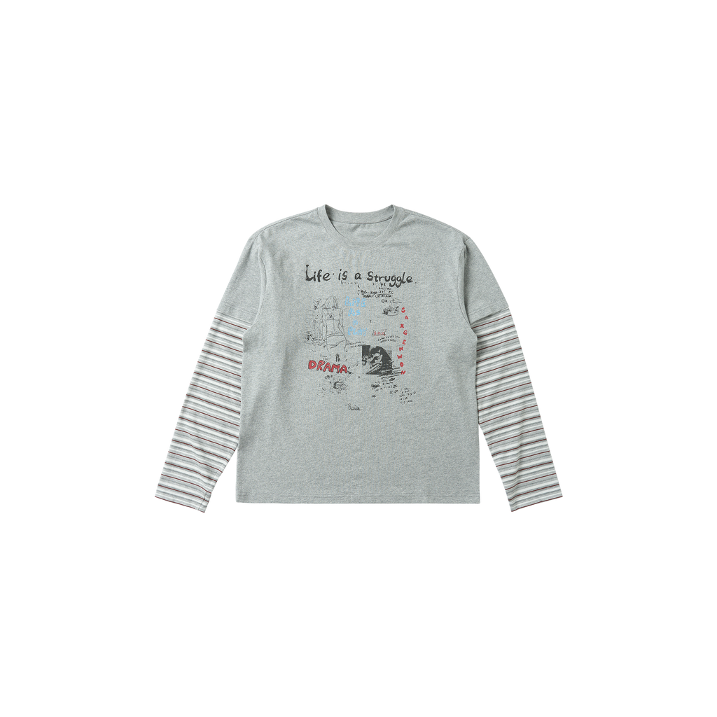 SAVAGEGROWTHWORLD Graffiti Layered Stripe Long Tee