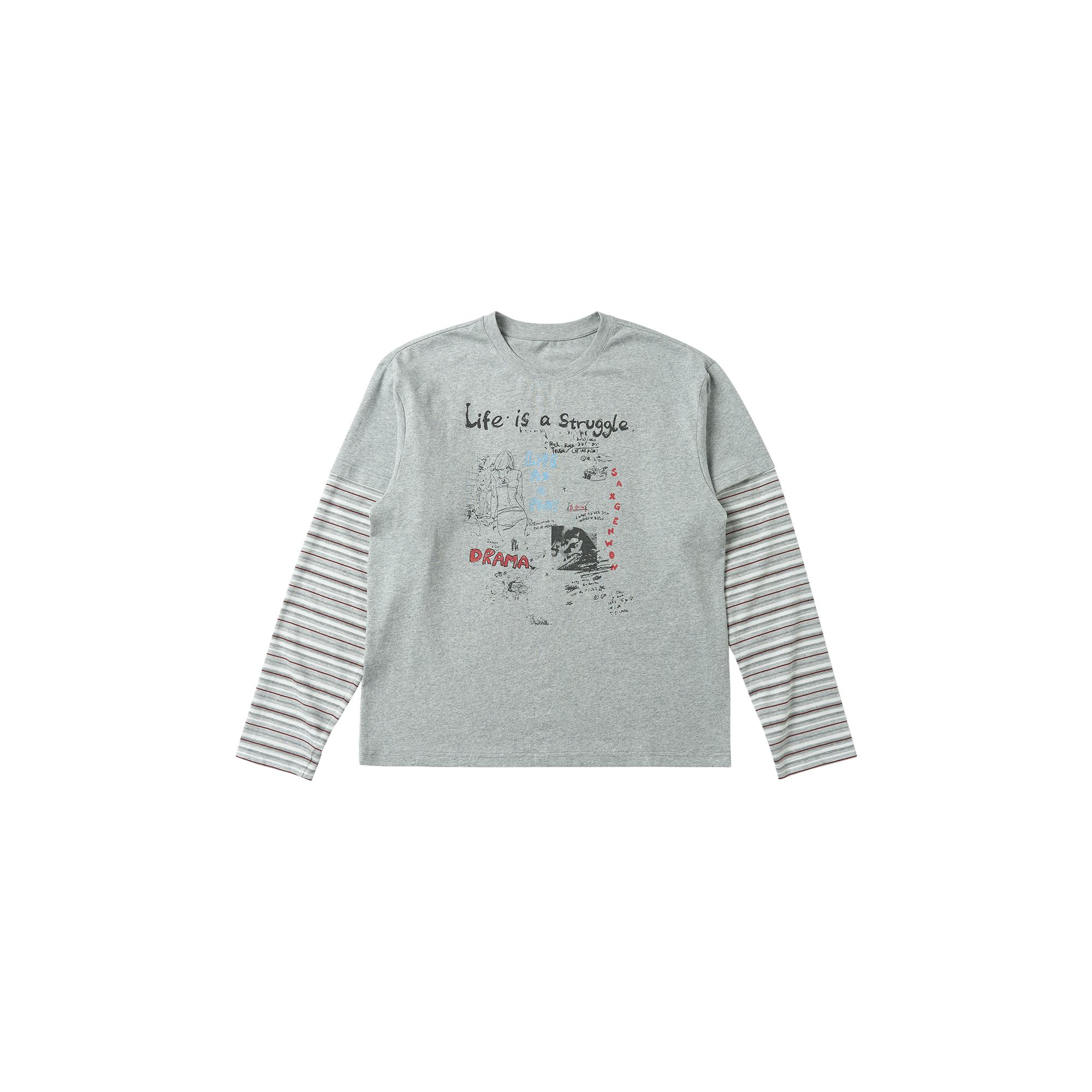 SAVAGEGROWTHWORLD Graffiti Layered Stripe Long Tee
